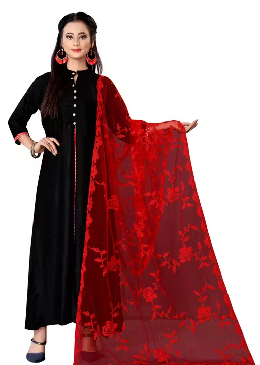 Elegant Embroidered Net Dupatta for Women
