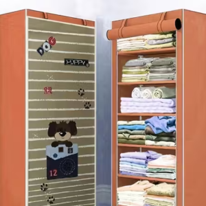 6 Layer Wardrobe Storage Rack Cute Puppy Print