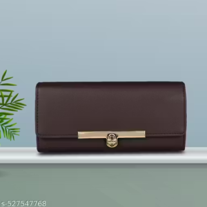 Women's Brown Trendy Hand Clutch Wallet Purse