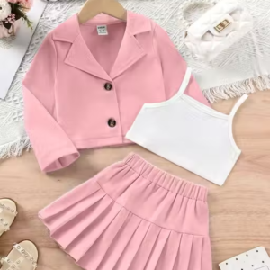 Girls Polyester Top & Bottom Clothing Set