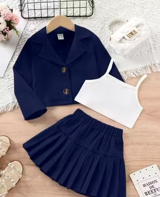 Girls Polyester Top & Bottom Clothing Set