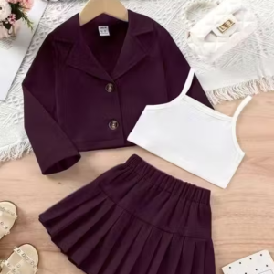 Girls Polyester Top & Bottom Clothing Set