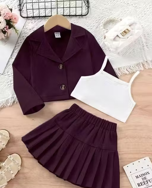 Girls Polyester Top & Bottom Clothing Set