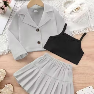Girls Polyester Top & Bottom Clothing Set