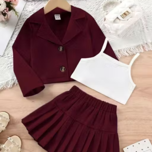 Girls Polyester Sleeveless Top & Bottom Clothing Set