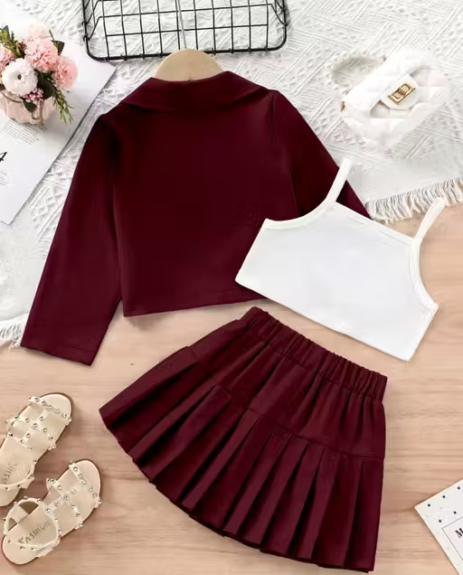 Girls Polyester Sleeveless Top & Bottom Clothing Set - Image 2