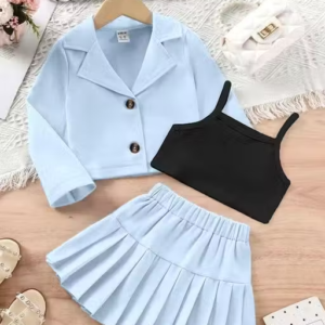 Girls Polyester Top & Bottom Clothing Set