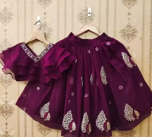 Girls Embroidered Lehenga Choli Set