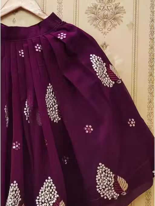Girls Embroidered Lehenga Choli Set - Image 3