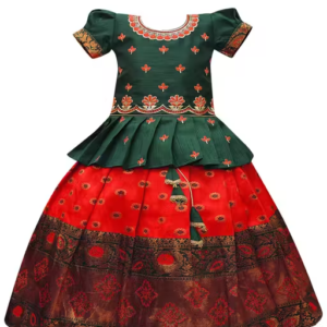 Baby Girls Traditional Jacquard Silk Lehenga Choli Set