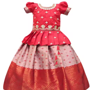 Baby Girls Traditional Jacquard Silk Lehenga Choli Set