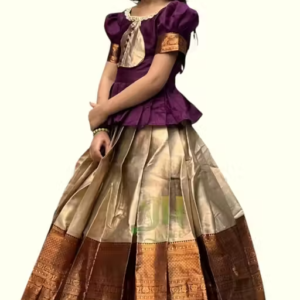 Girls South Indian Style Silk Lehenga Choli Set