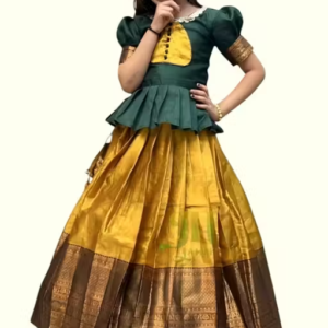 Girls South Indian Style Silk Lehenga Choli Set
