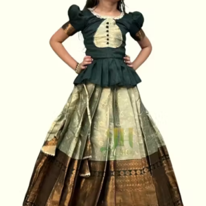Girls South Indian Style Silk Lehenga Choli Set