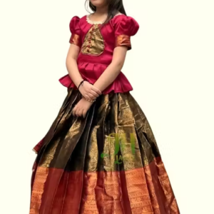 Girls South Indian Style Silk Lehenga Choli Set