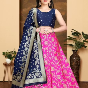 Girls Traditional Silk Lehenga Choli Set with Dupatta