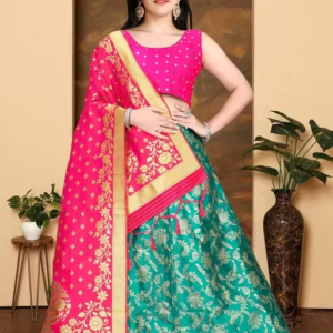 Girls Traditional Silk Lehenga Choli Set with Dupatta
