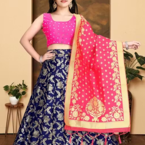 Girls Traditional Silk Lehenga Choli Set with Dupatta