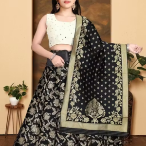 Girls Traditional Silk Lehenga Choli Set with Dupatta