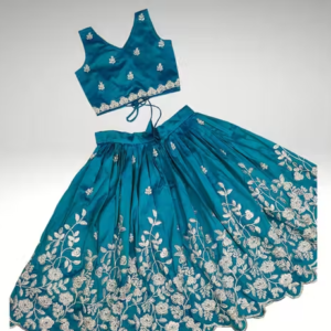 Kids Embroidered Taffeta Silk Lehenga Choli Set