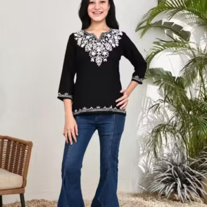 Girls Chikankari Embroidered Rayon Kurti / Top