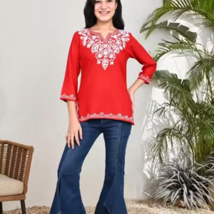 Girls Chikankari Embroidered Rayon Kurti / Top
