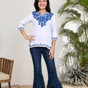 Girls Chikankari Embroidered Rayon Kurti / Top