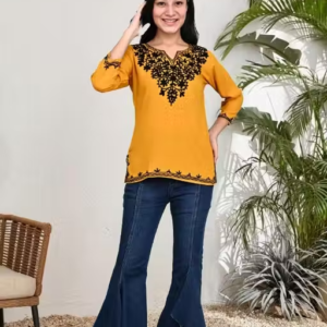 Girls Chikankari Embroidered Rayon Kurti / Top