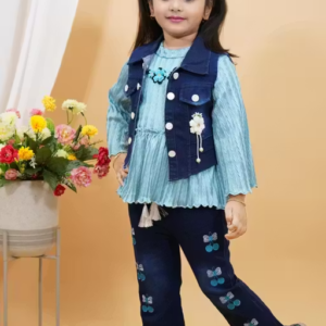 Girls Top, Blazer & Bottom Set
