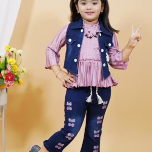 Girls Top, Blazer & Bottom Set