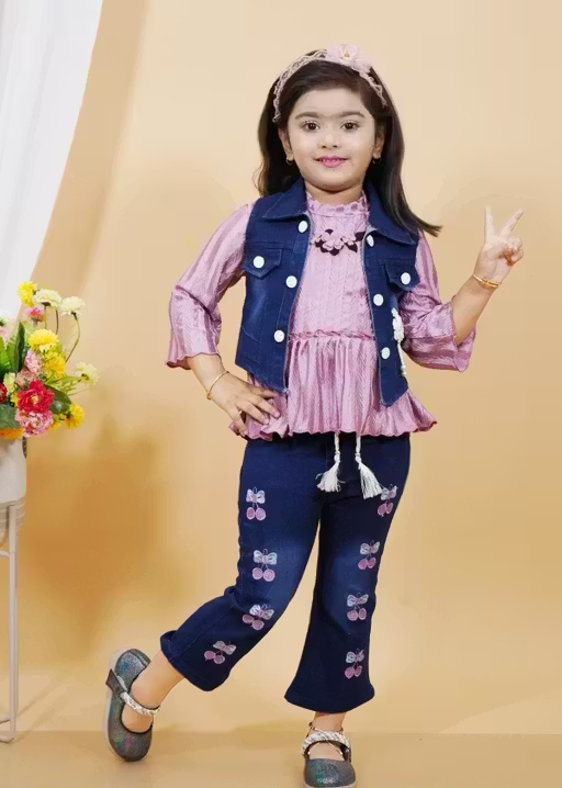Girls Top, Blazer & Bottom Set