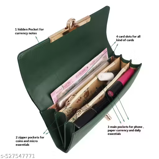 Women's Brown Trendy Hand Clutch Wallet Purse - Image 2