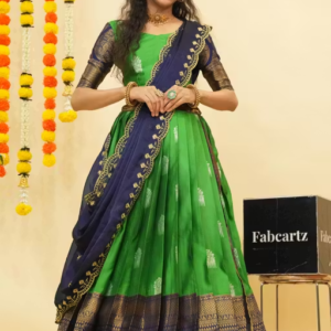 Women South Indian Style Half Saree Lehenga Set with Blouse & Dupatta