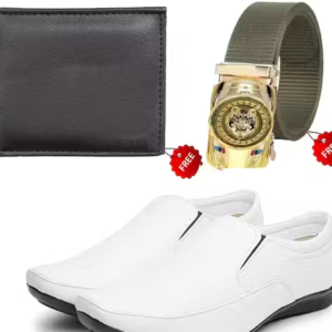 Trendy Formal & Party Wear Shoes Combo for Men – With Free Wallet & Belt
