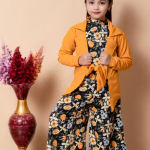 Girls Self Designed Premium Cotton Jacket Jumpsuit Dress