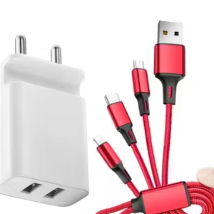 DUAL Fast Charger 3.1A with Multi Cable (Micro USB, Type-C, iPhone)