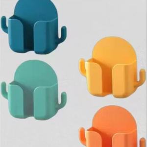 4pcs Wall Mount Mobile Holder Box – Charging & Remote Stand (Orange)