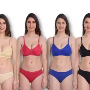 Solid Fancy Women Bra Panty Sets – Lingerie Set (Pack of 4)