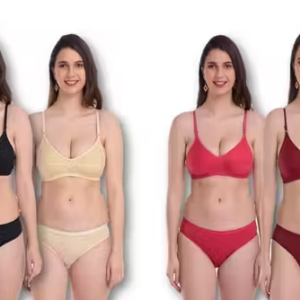 Solid Fancy Women Bra Panty Sets – Lingerie Set (Pack of 4)