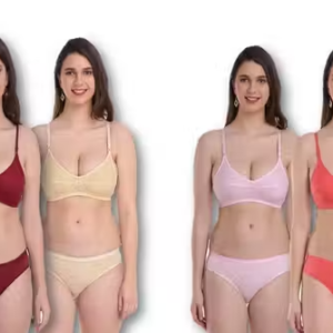 Solid Fancy Women Bra Panty Sets – Lingerie Set (Pack of 4)