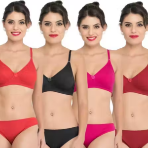 Comfy Women Lingerie Sets – Cotton Bra Panty Combo (Pack of 4)