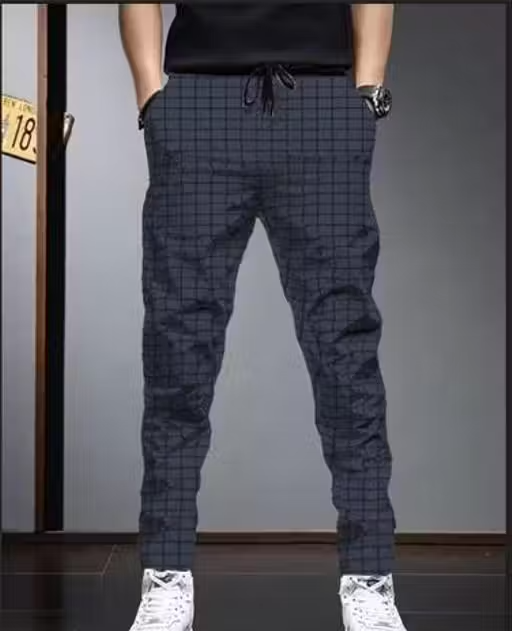 Checked Trackpants Navy for Men