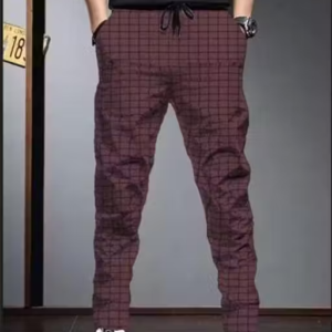 Checked Trackpants Maroon for Men