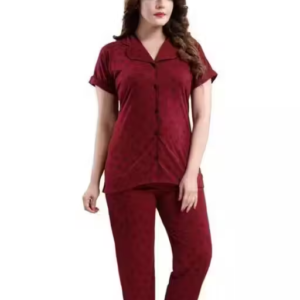 Women Cotton Printed Night Suit – Shirt & Pyjama Set