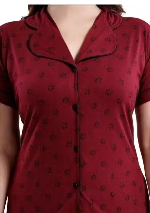 Women Cotton Printed Night Suit – Shirt & Pyjama Set - Image 2