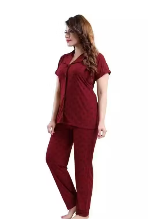 Women Cotton Printed Night Suit – Shirt & Pyjama Set - Image 3