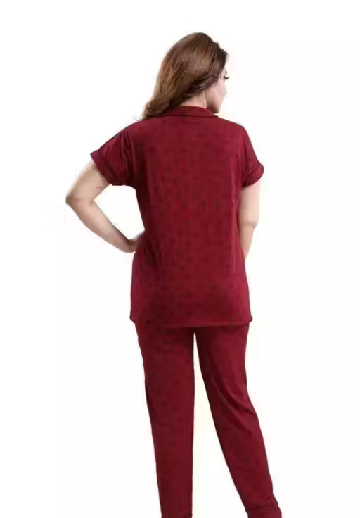 Women Cotton Printed Night Suit – Shirt & Pyjama Set - Image 4
