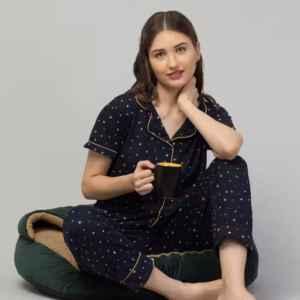 Women Cotton Printed Night Suit – Comfortable Nightwear Set