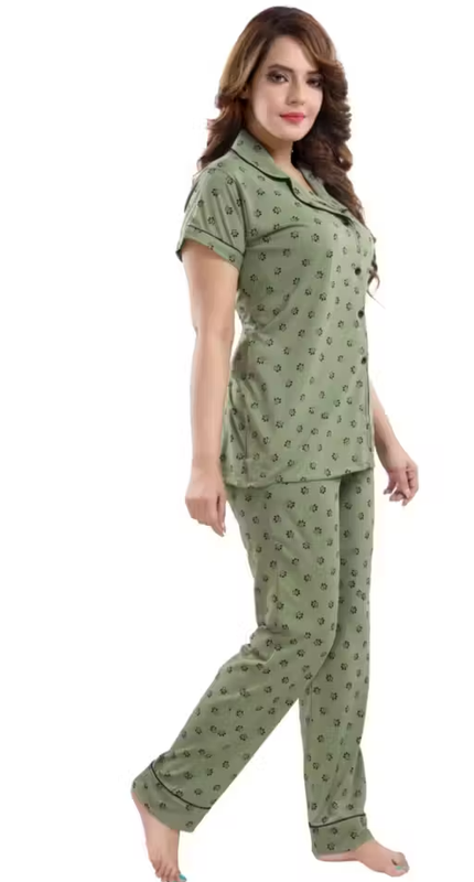 Women Cotton Printed Night Suit – Stylish & Comfortable Nightwear Set - Image 3