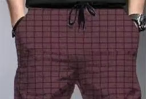 Checked Trackpants Maroon for Men - Image 3